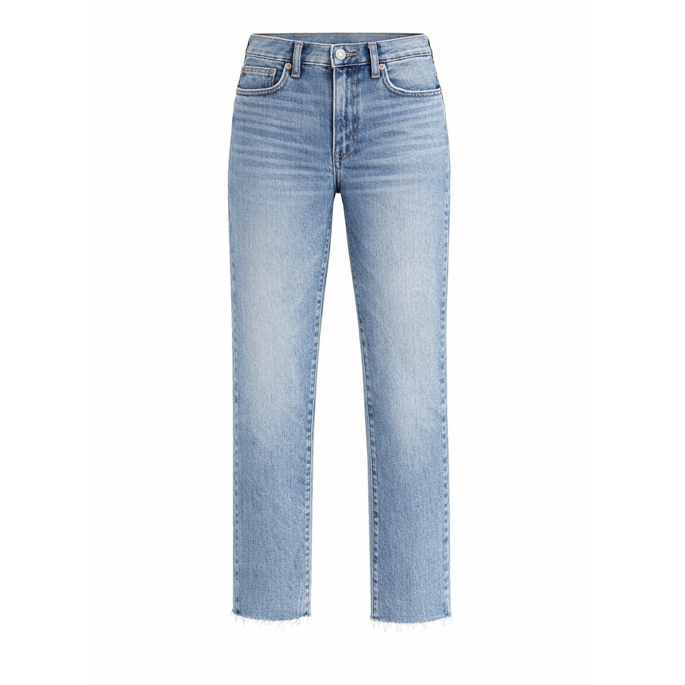 Zara Straight Leg Raw Hem Casual Denim Stretch Jeans Size 2